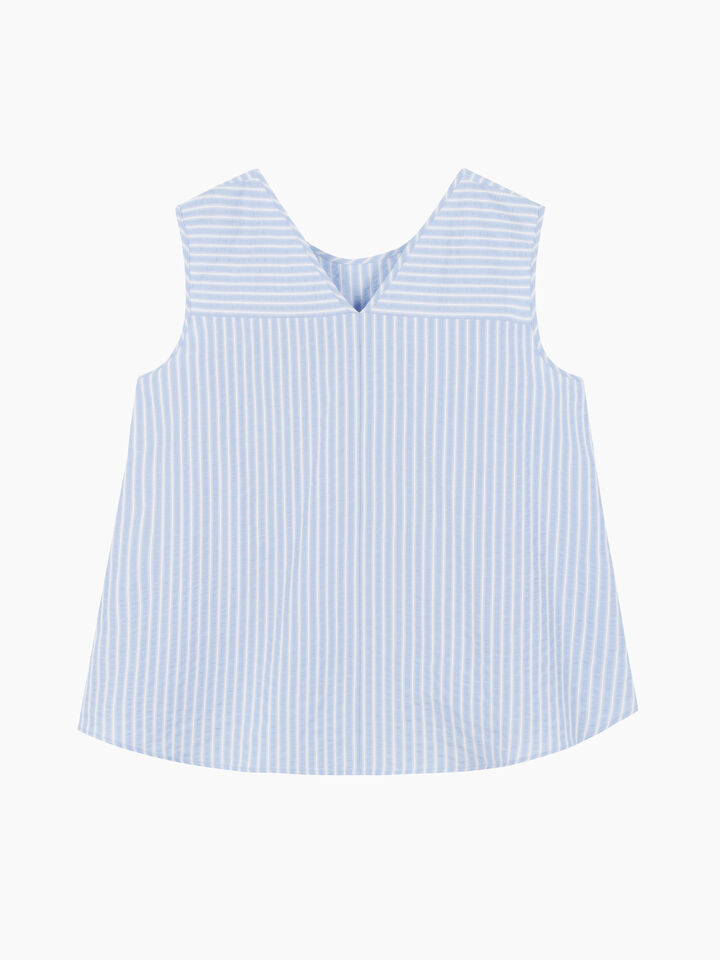 Light blue striped sleeveless blouse - null - Light Blue | Sisley K image number 2